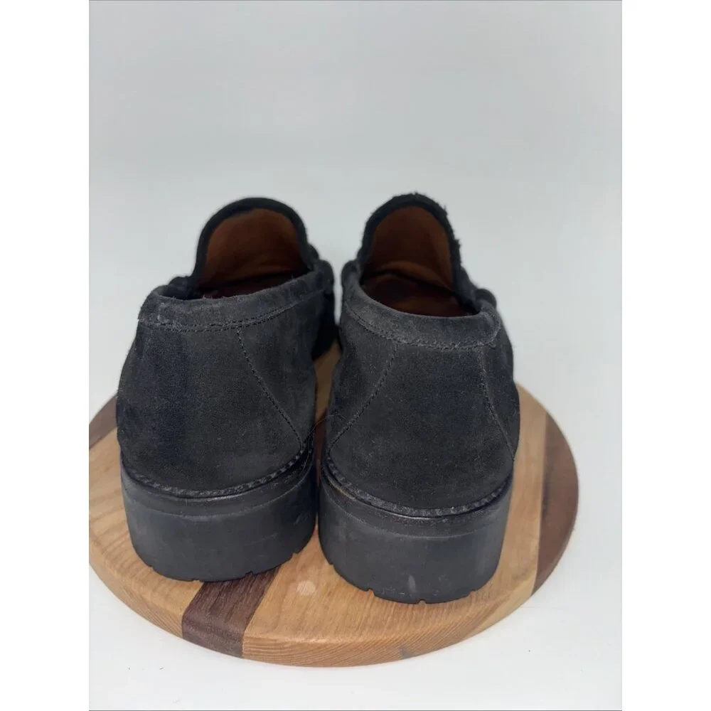 Gucci Men horsebit Loafers slipon US8 1/2D Black suede lug sole solid Gorgeous - Picture 5 of 16